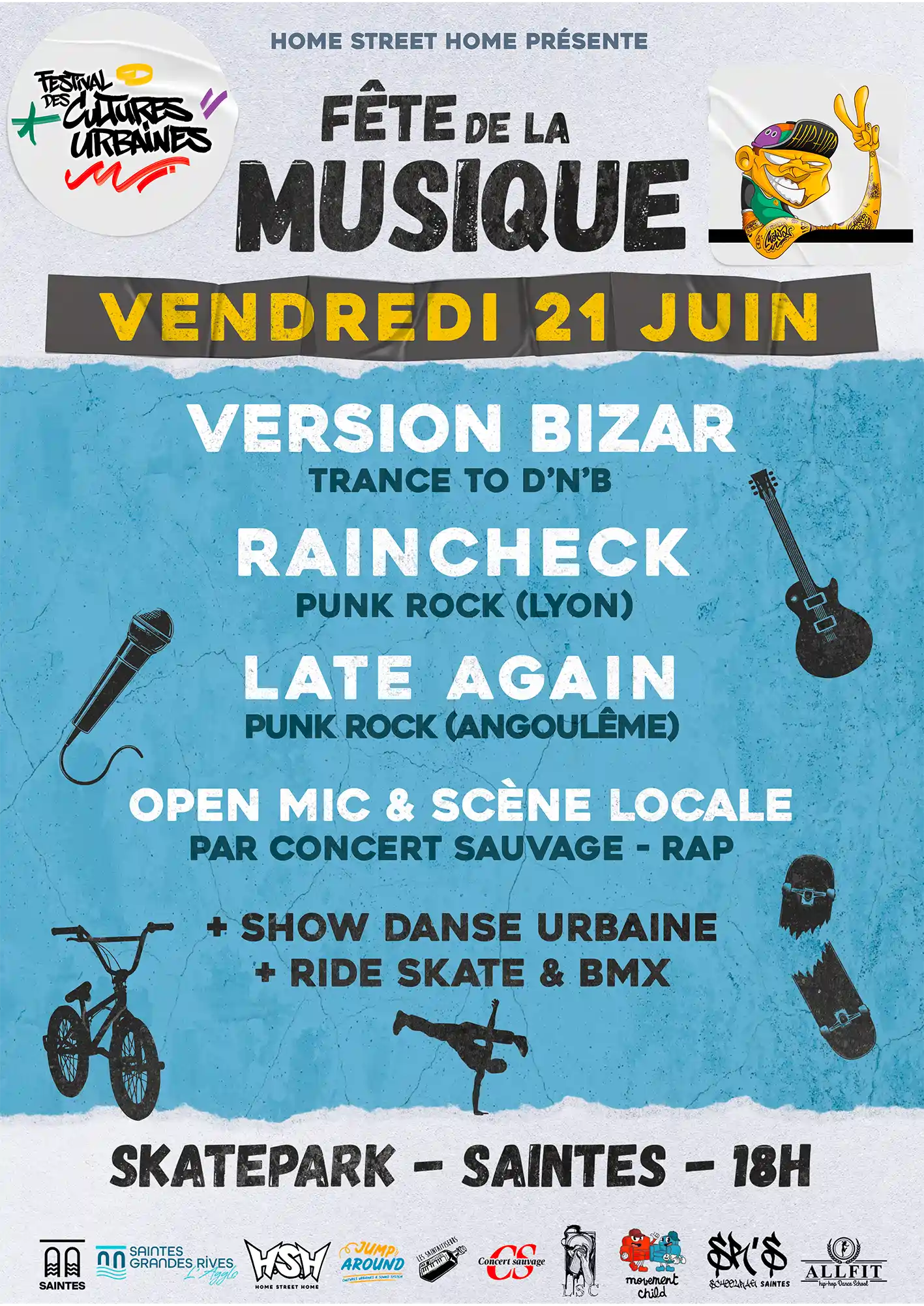 Affiche : Fête de la musique au skatepark